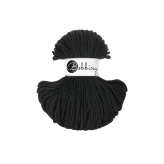 Bobbiny Classic 4 mm Black - bavlnená šnúra 100 m na macramé a háčkovanie