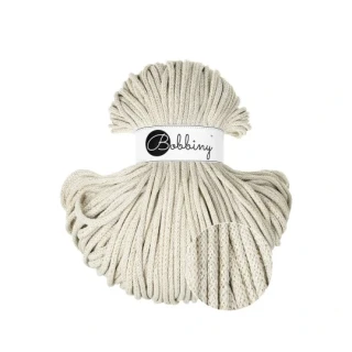 Bobbiny Premium 5 mm Shiny Cashmere Beige – bavlnená šnúra 100 m na macramé a háčkovanie